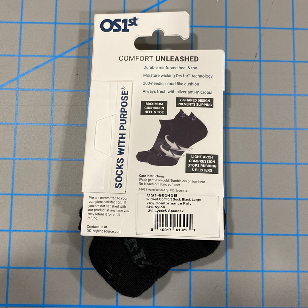 OS1ST Wicked Comfort - No Show - Large - Black - Picture 2 of 4